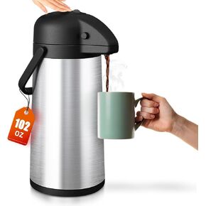 Esemoil Coffee Carafe for Keeping Hot, 102oz/3L Large Capacity Airpot Coffee Dispenser with Pump, Insulated Stainless Steel Thermal for Hot/Cold Water Liquid Tea Chocolate for Hot Cocoa for Parties in Kuwait