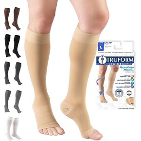Truform 20-30 mmHg Compression Stockings for Men and Women, Knee High Length, Open Toe in Kuwait