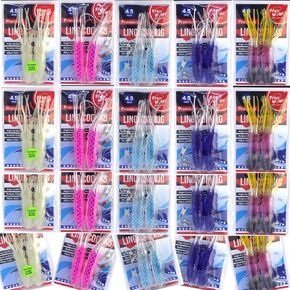 20pks 5-Color 4.5" Fishing Ling Cod Rig Twin Bulb Squids Rockfish Bait lingcod rockcod Rigged Soft Lure in Saudi Arabia