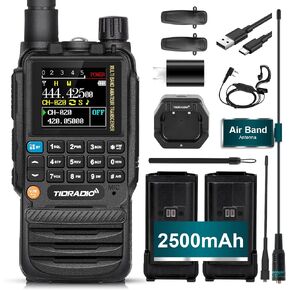 TIDRADIO TD-H3 متعدد الموجات (2 × 2500 مللي أمبير في الساعة) راديو هام، برمجة لاسلكية، برمجة وشحن USB-C، راديو PPT سريع محمول طويل المدى ثنائي الاتجاه، تبديل الإصدار، DTMF NOAA FM AM-1Pack in Kuwait