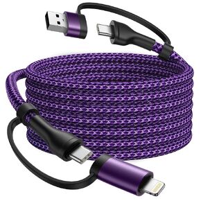 USB C to Lightning Cable, 60W 4 in 1 Fast Charging Cable Apple MFi Certified USB A to Lightning Cord Nylon 6ft USB C to USB C Charger Cord for iPhone 17 16 15 14 Pro/iPad/Samsung S25/MacBook/Switch 2 in Saudi Arabia