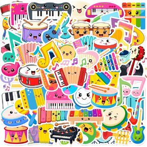 120PCS Cute Music Stickers Music Party Favors Birthday Party Decorations Vinyl Waterproof Stickers for Water Bottle Laptop Luggage Helmet in Kuwait