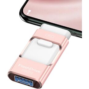 128GB Flash Drive for Phone Photo Stick,Thumb Drive USB Stick High Speed Transfer USB Drives External Picture Video Storage Memory Expansion for Phone/Pad/PC (Copper Pink) in Saudi Arabia