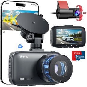 Dash Cam Front and Rear, 4K Dual Dash Cam with CPL Filter, Dash Camera for Cars-5GHz WiFi, 3" IPS Screen Dashcams for Cars with 64GB Card, App Control, Night Vision, Parking Monitor, Support 256GB Max in Saudi Arabia