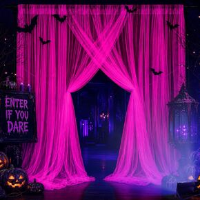 Mega-L Halloween Decorations, 3 Pack Halloween Tulle Backdrop Curtains in Saudi Arabia