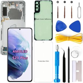 AMOLED Screen Replacement for Samsung Galaxy S21 Plus 5G for Samsung S21Plus SM-G996U SM-G996U1 LCD Display Digitizer Touch Assembly Support Fingerprint (Black Frame+Protector+Adhesive+Tools) in Saudi Arabia