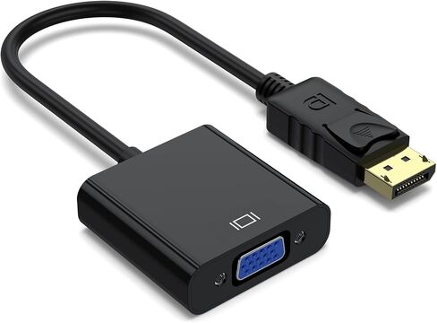 Wanme Displayport (DP) to VGA Adapter, Gold Plated DP Male to VGA Female Converter Compatible with Computer, Desktop, Laptop, PC, Monitor, Projector, HDTV (Black) in Kuwait