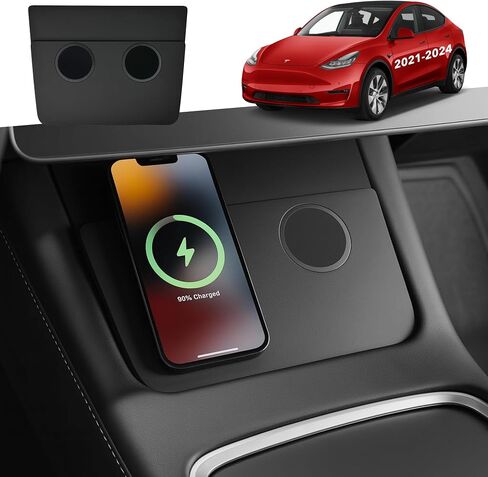 TWRAPS Dual Wireless 2 x 25W Phone Charger for 2017-2020 Tesla Model 3 & Tesla Model Y, 1st Gen Center Console Charging Pad -Works with iPhone 17 Pro Max and iPhone & Android Phones with MagSafe Cases in Kuwait