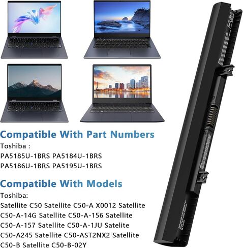 بطارية 45Wh PA5185U-1BRS PA5195U-1BRS متوافقة مع توشيبا ستالايت C50 C55 C55D C55T S55 S55T L55 L55D C55-B C55-B5200 C55-B5299 C55-B5300 E45-B4100 P/N: PA5184U-1BRS PA5195U-1BRS PA5186U-1BRS in Kuwait