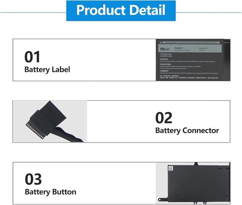 بطارية بديلة 99Wh 9NJM1 لجهاز Dell Alienware 15 R3 R4 17 R4 R5 in Kuwait