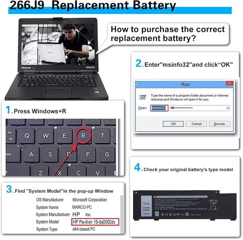 266J9 MV07R Battery Replacement for Dell G3 15 3500 3590 3790 G5 15 5500 SE 5505 P89F Inspiron 5490 INS 15PR-1545W 1548BR 1645W 1742BR 1742W Series in Kuwait