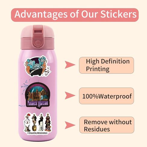 110PCS Haunted Mansion Stickers Pack, Aesthetic Movie Sticker for Water Bottle Laptop Journal Skateboard, Cute Cartoon Waterproof Vinyl Decals for Teens Adults Party Supplies in Kuwait