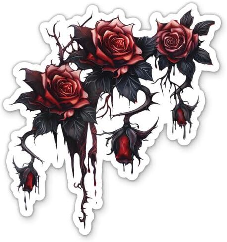 Gothic Red Roses Sticker - Dark Botanical Decal, 3 in in Saudi Arabia