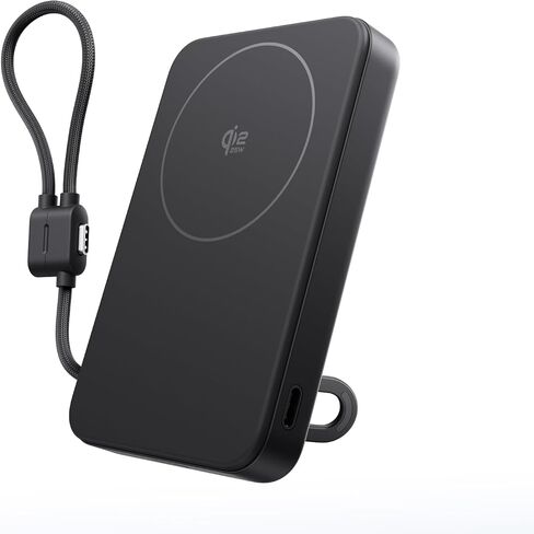 بطارية احتياطية EF ECOFLOW Rapid Mag بقدرة 10,000 مللي أمبير في الساعة، شحن لاسلكي Qi2.2 25 وات، شاحن محمول مغناطيسي نحيف 0.6 بوصة، كابل USB-C مدمج، بطارية متوافقة مع Magsafe معتمدة من Qi2 لهاتف iPhone 17/16/15، أسود in Kuwait