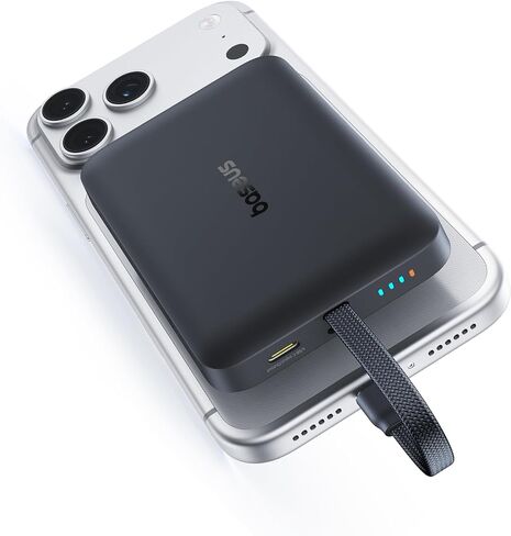 بنك الطاقة Baseus Magsafe، شاحن محمول مغناطيسي بقدرة 10,000 مللي أمبير في الساعة بقدرة 30 وات، حزمة بطارية لاسلكية للشحن السريع مع كابل USB-C مجدول مدمج لهاتف iPhone 17 Pro Max/Air/16/15/14/13، AirPods، iPad والمزيد in Kuwait