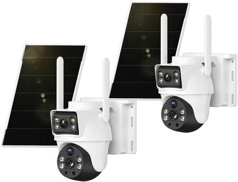 XIAOVV 2PCS 6MP Outdoor Dual-Lens PTZ Dual-View Solar Security Camera 2.4GHz WiFi, IP65. in Saudi Arabia