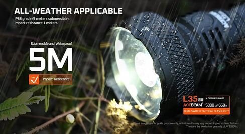 ACEBEAM L35 2.0 - Black L35 2.0 Flashlight Black C-Ree XHP70.3 HI LED w/Eco Sensa USB C Charging Cable Included in Saudi Arabia