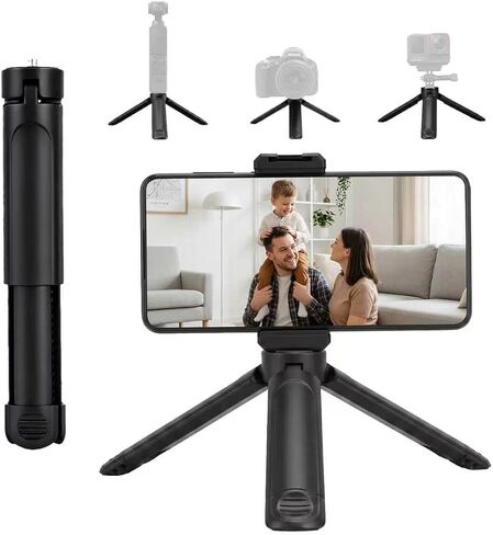 2-in-1 Extendable Mini Tripod, Portable Handheld Selfie Stick with 1/4" Screw for DJI Osmo Pocket 4/3, Action 6/5 Pro, Insta360 X5/X4/X3 & Phones, Shooting Vlogs and Short Videos. in Saudi Arabia