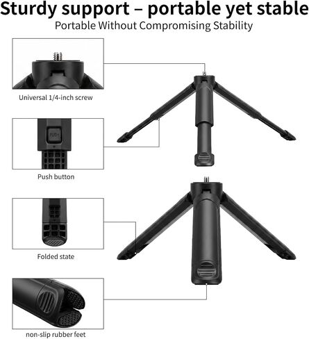 2-in-1 Extendable Mini Tripod, Portable Handheld Selfie Stick with 1/4" Screw for DJI Osmo Pocket 4/3, Action 6/5 Pro, Insta360 X5/X4/X3 & Phones, Shooting Vlogs and Short Videos. in Saudi Arabia