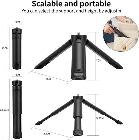 2-in-1 Extendable Mini Tripod, Portable Handheld Selfie Stick with 1/4" Screw for DJI Osmo Pocket 4/3, Action 6/5 Pro, Insta360 X5/X4/X3 & Phones, Shooting Vlogs and Short Videos. in Saudi Arabia