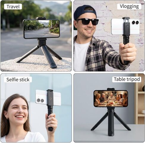 2-in-1 Extendable Mini Tripod, Portable Handheld Selfie Stick with 1/4" Screw for DJI Osmo Pocket 4/3, Action 6/5 Pro, Insta360 X5/X4/X3 & Phones, Shooting Vlogs and Short Videos. in Saudi Arabia