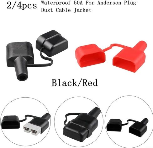 50A Dust Cover Waterproof Cable Sheath with Cap for Caravan Solar RV Wiring Protection Black 2-Pack Bipolar Connector Boot(4pcs-red) in Saudi Arabia