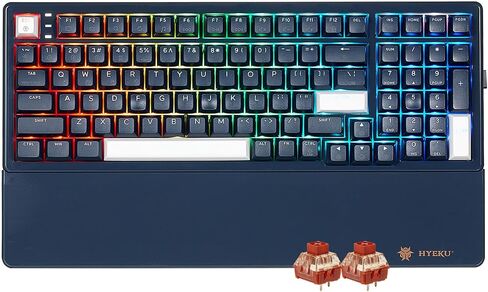 Hexgears Wireless Mechanical Keyboard with Wrist Rest,Tri-Mode BT5.0/2.4GHz/USB-C Hot Swappable Custom Keyboard,Pre-lubed Linear Switches,RGB Backlit Computer Gaming Keyboards for PC/Tablet/PS/Xbox in Kuwait