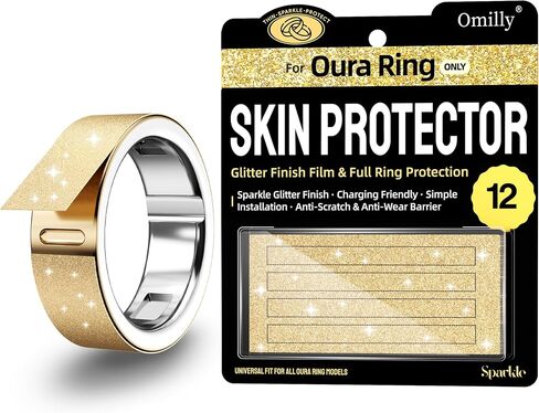 12 Pack Silver Glitter Oura Ring Skin Protector, Ultra Thin Sparkle Anti Scratch Protective Stickers Compatible with Oura Ring Gen 5 / Gen 4 / Gen 3 Sealed No Glitter Shedding Ring Accessory-Size 9 in Saudi Arabia