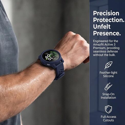 Compatible with Amazfit Active 3 Premium Bumper Case, Soft Flexible TPU Thin Lightweight Protective Cover for Amazfit Active 3 Premium Smart Watch Band [NO Front Screen Protector] in Saudi Arabia