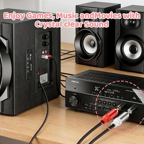RCA Cables 1ft 2 Pack, Short RCA Cable Male to Male Stereo Audio Cable for TV, Subwoofer, Amplifier, Home Theater in Saudi Arabia