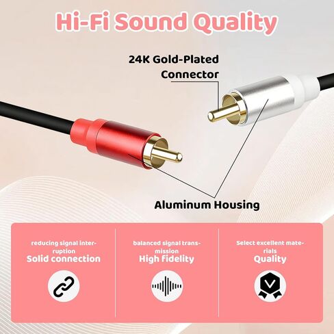 RCA Cables 1ft 2 Pack, Short RCA Cable Male to Male Stereo Audio Cable for TV, Subwoofer, Amplifier, Home Theater in Saudi Arabia