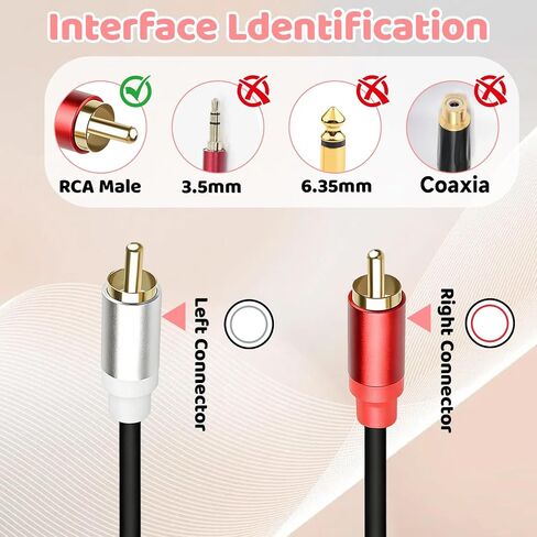 RCA Cables 1ft 2 Pack, Short RCA Cable Male to Male Stereo Audio Cable for TV, Subwoofer, Amplifier, Home Theater in Saudi Arabia