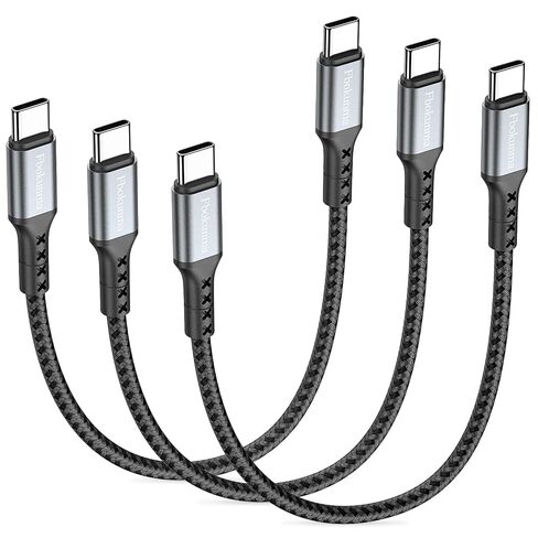 20inch Short USB C to USB C Cable, 3-Pack 1.6FT 65W Charger Cable PD Fast Charging Type C to Type C Cord Braided for Samsung Galaxy S23 S22 S21, Note 20/10 Ultra, iPad Pro, Power Bank in Kuwait