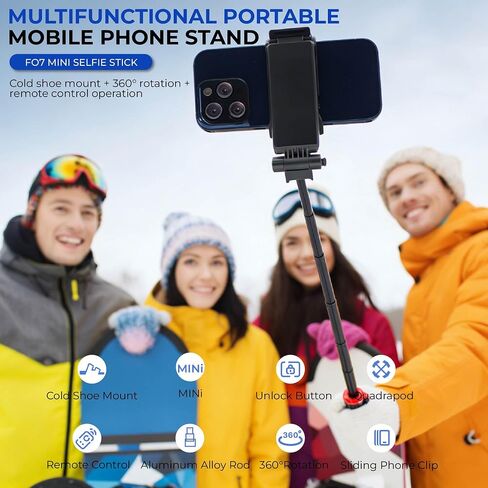 Selfie Stick with Tripod Stand, Extendable Phone Holder with Remote Control, Black and Red in Saudi Arabia