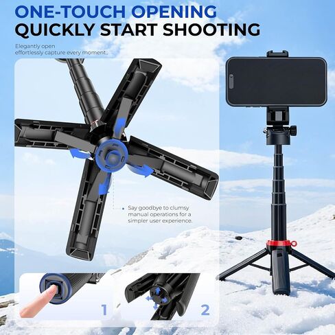 Selfie Stick with Tripod Stand, Extendable Phone Holder with Remote Control, Black and Red in Saudi Arabia