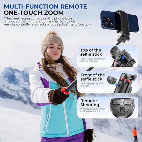 Selfie Stick with Tripod Stand, Extendable Phone Holder with Remote Control, Black and Red in Saudi Arabia