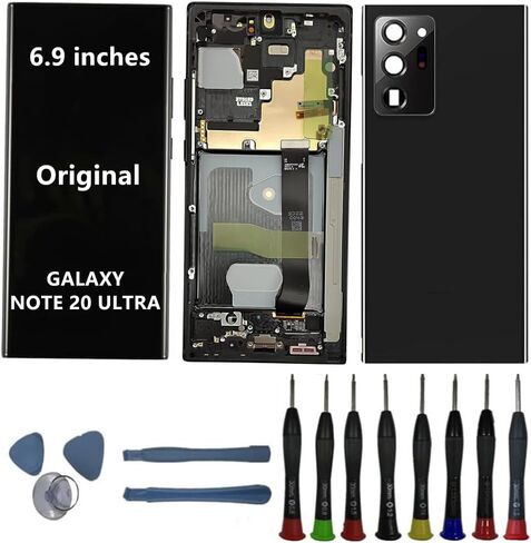 6.9" AMOLED Original for Samsung Galaxy NOTE20 Ultra SM-N985F Display Touch Screen Digitizer Assembly NOTE20Ultra 5G SM-N986U SM-N986U1 SM-N986B Screen Replacement (Black Frame + Back Cove + Tools) in Saudi Arabia