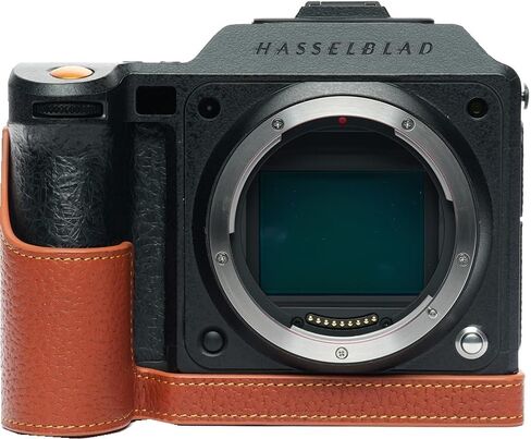 X2D II 100C Camera Case, BMAOLLONGB Handmade Genuine Real Leather Half Camera Case Bag Cover for Hasselblad X2D II 100C Camera Bottom Opening Version + Hand Strap (Black Thread) in Saudi Arabia