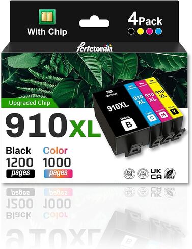 910XL Ink Cartridges Replacement for HP 910 910XL Ink Cartridges Combo Pack Compatible with HP OfficeJet 8010 8015 8018 8022 OfficeJet Pro 8020 8025 8028 8035 Printer(Black Cyan Yellow Magenta) in Saudi Arabia