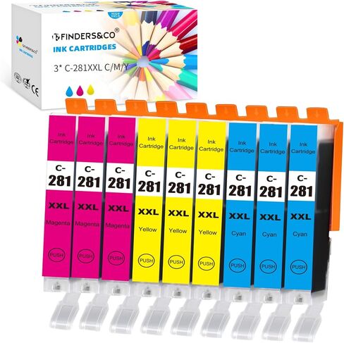 9X CLI-281 XXL Cyan Magenta Yellow Ink for Canon PIXMA TR7520 TR8520 TS8220 in Saudi Arabia