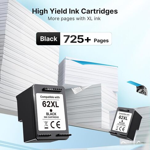 62XL Ink Cartridges Black Replacement for HP Ink 62 HP 62 Ink for HP 62 Black Ink Cartridge for HP62 Work with Envy 5660 7640 7645 5540 5544 5640 7645 OfficeJet 200 250 280 8040 8045 Printer(2 Black) in Saudi Arabia
