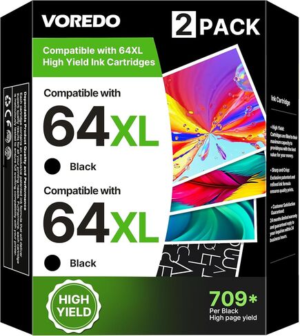 64XL Black Ink Cartridge Replacement for HP 64 Black Ink Cartridge (2Pack) in Kuwait