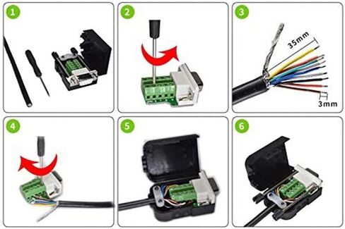 DB9 Solderless Connector RS232 D-SUB Serial to 9-Pin Port Terminal Male Female Adapter with Case (1Pcs-Male+1Pcs-Female) in Saudi Arabia