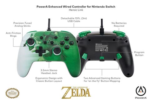 PowerA Enhanced Wired Controller for Nintendo Switch - Heroic Link, Nintendo Switch - OLED Model, Gamepad, Game controller, Wired controller, Officially licensed in Saudi Arabia