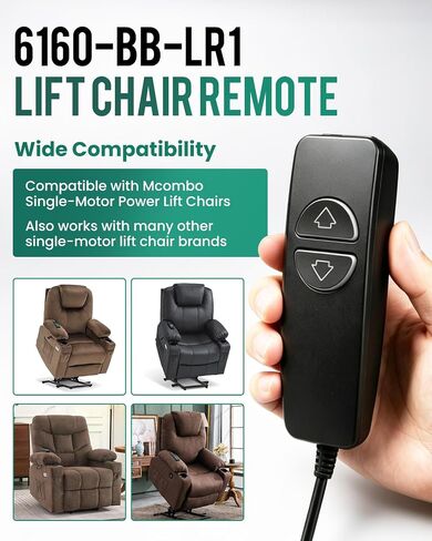 2 Button 5 Pin Lift Chair Remote Control Compatible with MCombo Single Motor Power Recliners and Other Single Motor Lift Chiars, Hand Control with Green Backlit in Saudi Arabia