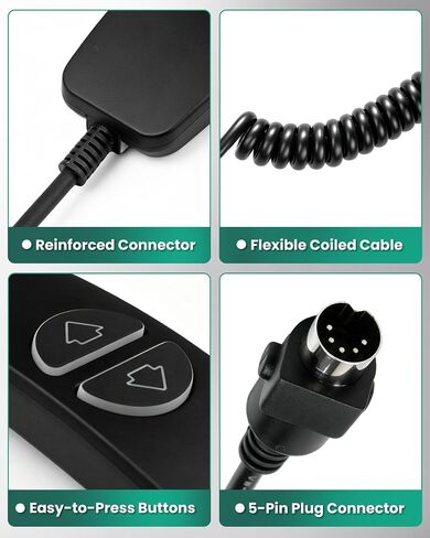 2 Button 5 Pin Lift Chair Remote Control Compatible with MCombo Single Motor Power Recliners and Other Single Motor Lift Chiars, Hand Control with Green Backlit in Saudi Arabia