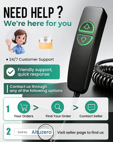 2 Button 5 Pin Lift Chair Remote Control Compatible with MCombo Single Motor Power Recliners and Other Single Motor Lift Chiars, Hand Control with Green Backlit in Saudi Arabia