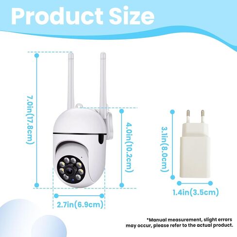 Wireless Waterproof Outdoor Security Camera, 1080P WiFi Camera with Color Night Vision, 2-Way Audio, Motion Detection, SD/Cloud Storage, App Control, EU Plug, White in Saudi Arabia