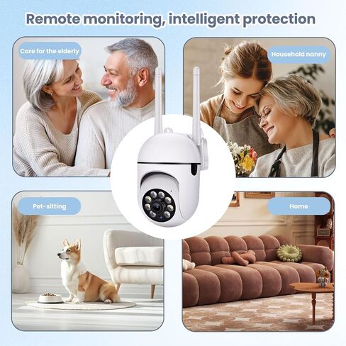 Wireless Waterproof Outdoor Security Camera, 1080P WiFi Camera with Color Night Vision, 2-Way Audio, Motion Detection, SD/Cloud Storage, App Control, EU Plug, White in Saudi Arabia