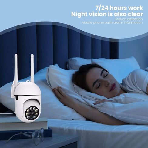 Wireless Waterproof Outdoor Security Camera, 1080P WiFi Camera with Color Night Vision, 2-Way Audio, Motion Detection, SD/Cloud Storage, App Control, EU Plug, White in Saudi Arabia